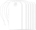 White Shipping Tags w/Elastic Strings, 4¾″ x 2⅜″, 100-Pack Manila Paper
