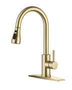 Gold Kitchen Faucet with Pull Down Sprayer, Stainless Steel