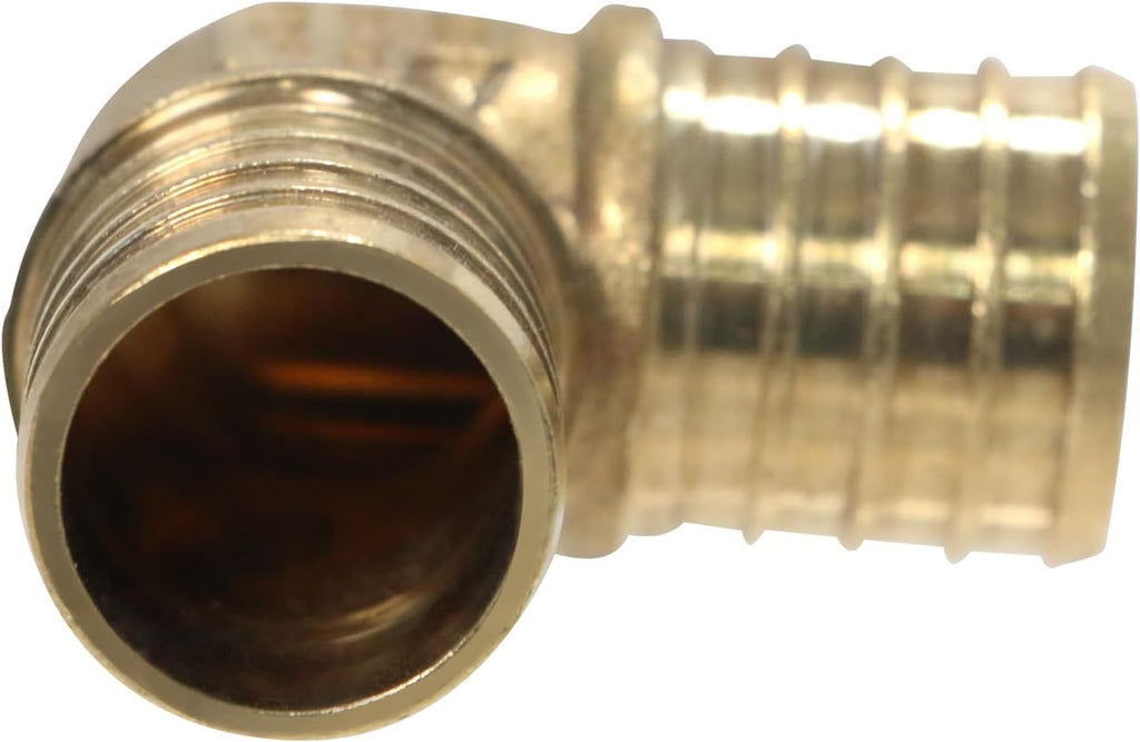 2 Pack XFITTING 1 inch Pex Elbow, Brass. Crimp Elbow