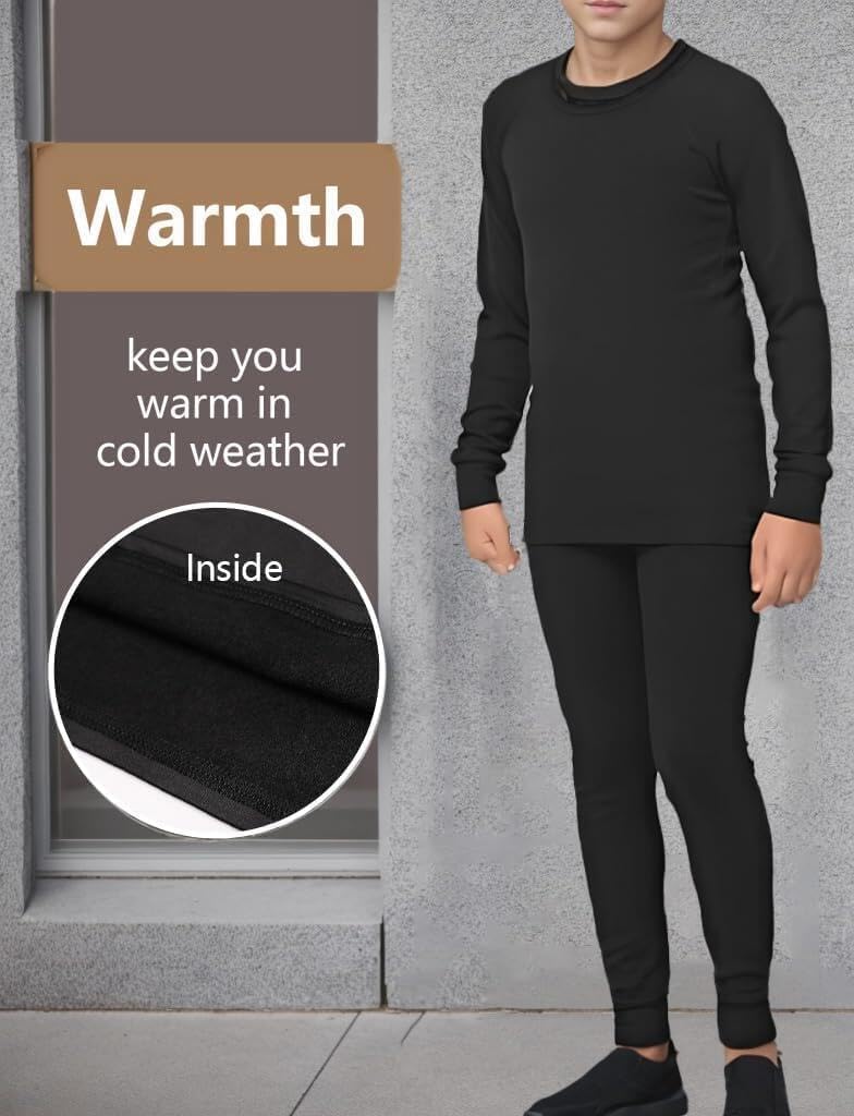 2 Sets Youth Boys Thermal Compression Base Layer Long Johns | Leggings and Shirts, Running, Basketball, Hockey