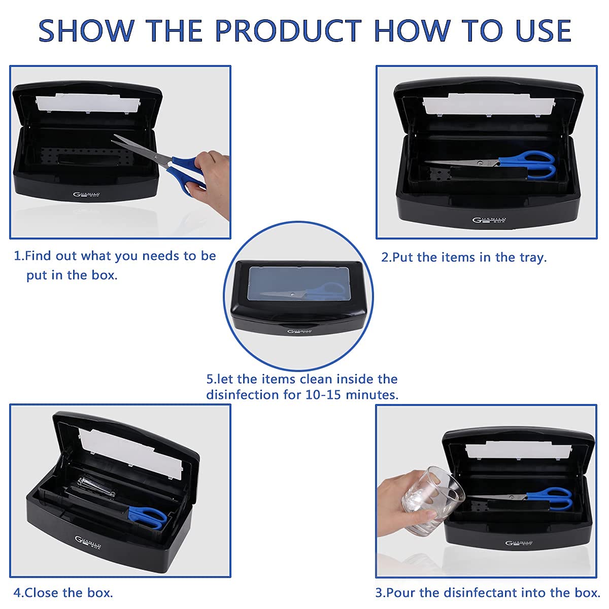 Nail Tool Sterilizer Box Plastic Disinfectant Container Disinfectant Tray for Nail Tools, Tweezers, Hair Salon, Spa