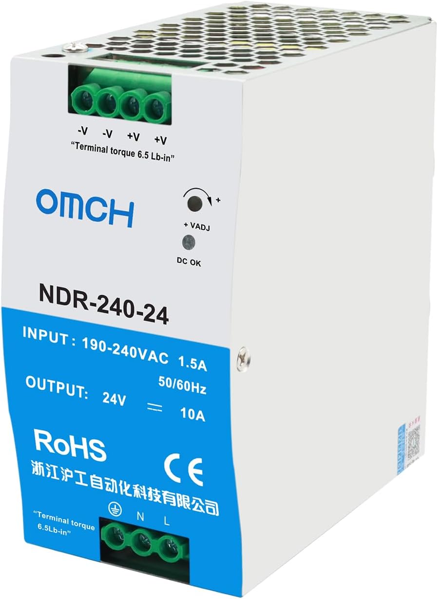 24V 10A DIN Rail Power Supply, 240W Switching Power Supply