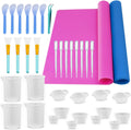 Epoxy Resin Mixing Tools Kit 36Pcs, Reusable Soft Silicone Tools, Includes A3 Non-Stick Silicone Mat, Measuring Cups