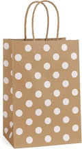 Small Gift Bags with Handles 5.25x3x8 Inch Brown 25 Pack