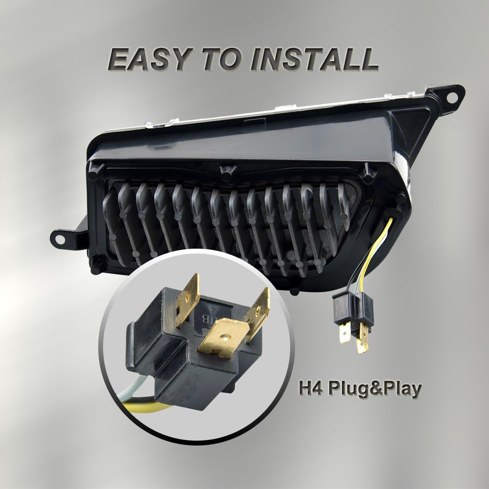 BUNKER INDUST LED Headlight Clear Lens Replacement Headlamp Compatible with 2014-2023 Polaris RZR XP 1000 900 LED Halo Lights