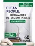 Clean People 100% Plastic-Free Dishwasher Detergent Tablets, 60ct, Lemon Verbena