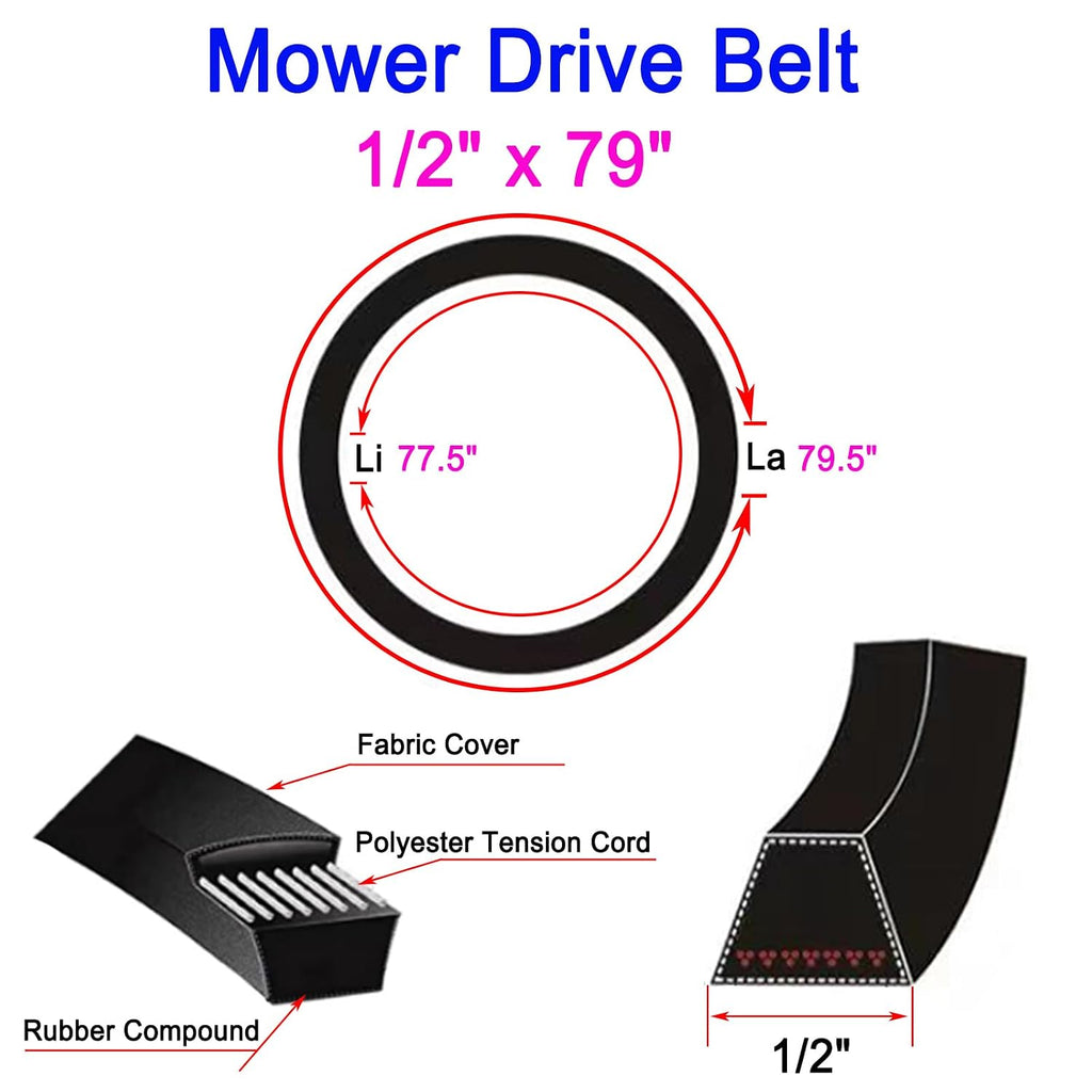 954-0349 754-0349 46 Inch Deck Belt Aramid Cord 79.1 Inch Replacement for Cub Cadet Troy Bilt MTD Toro Super Bronco