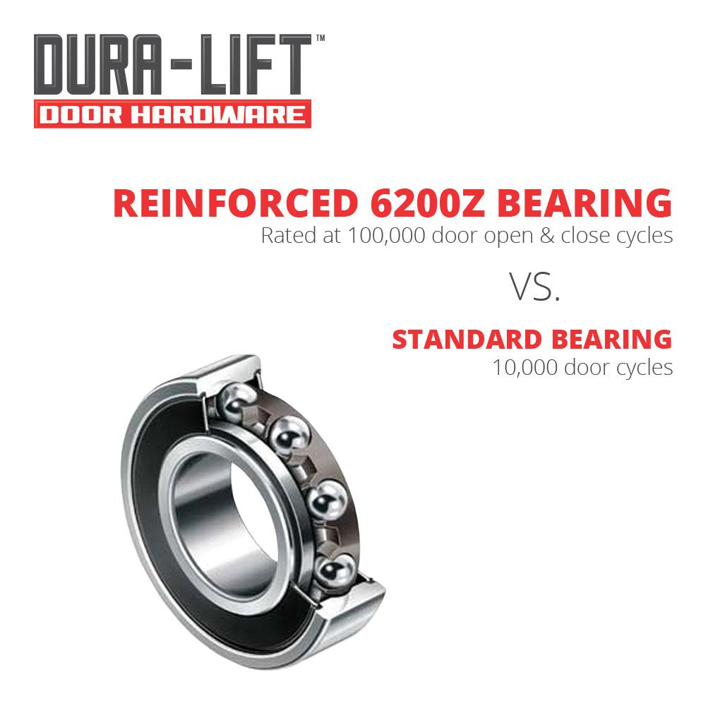 DURA-LIFT Ultra-Life 2" Reinforced 6200Z Bearing Nylon Garage Door Roller and 4" Stem (10 Pack)