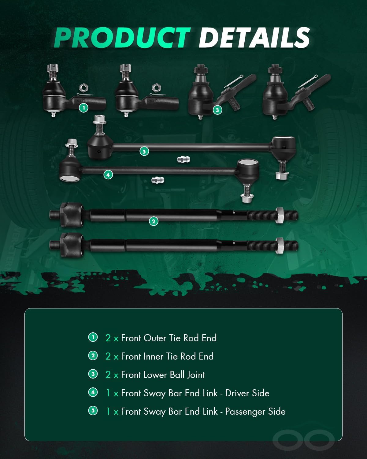 SCITOO 8pcs Front Suspension Kit Inner Outer Tie Rod End fit 1997-2001 for Toyota Camry 1997-2004 for Toyota Avalon Solara 1999-2001 for Lexus ES300 with Lower Ball Joint Sway Bar Link