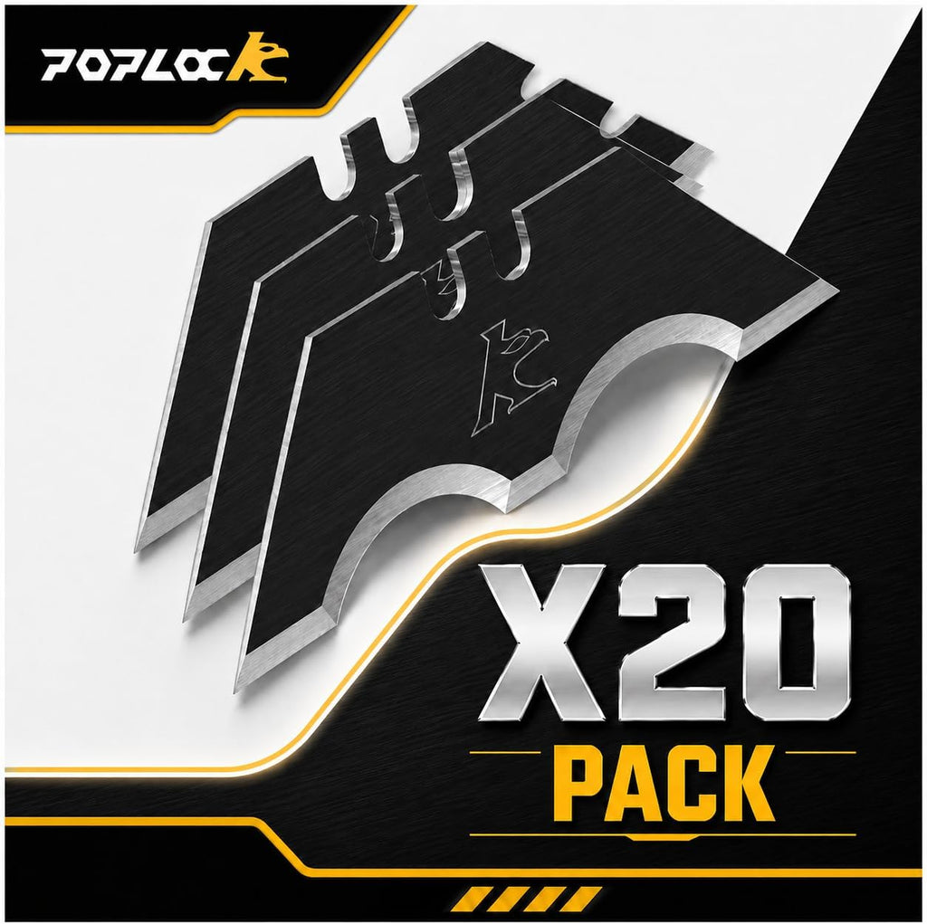 Big Hook Razor Blades for Utility Knife, 20 Pack SK2 Hook Utility Knife Blades, Replacement Refills for Cable Jacket