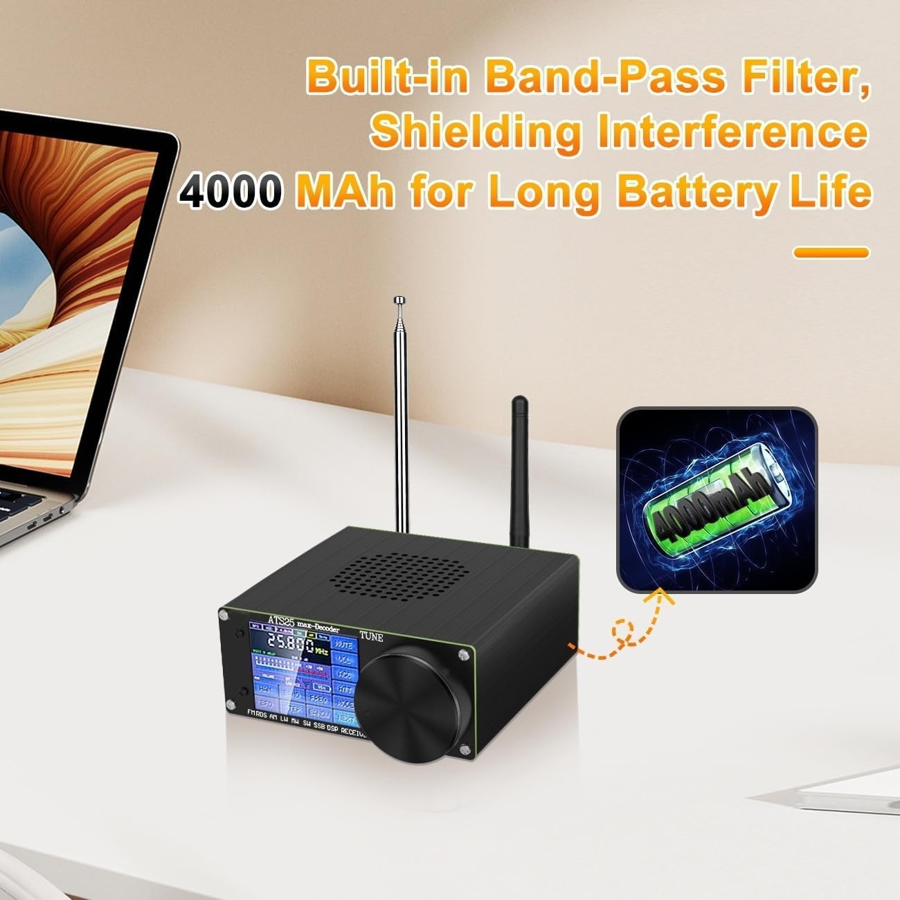 ATS-25MAX Decoder Si4732 SDR Radio Receiver,Portable 4.17 Version All Band Shortwave Radio,Adds CW RTty Decoding