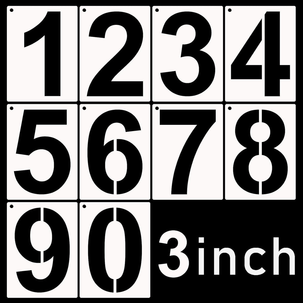 DXCYZ 3 Inch Tall Number Stencils Kit 0-9 Address Number Stencil, 10PCS Reusable Plastic Painting Number Templates