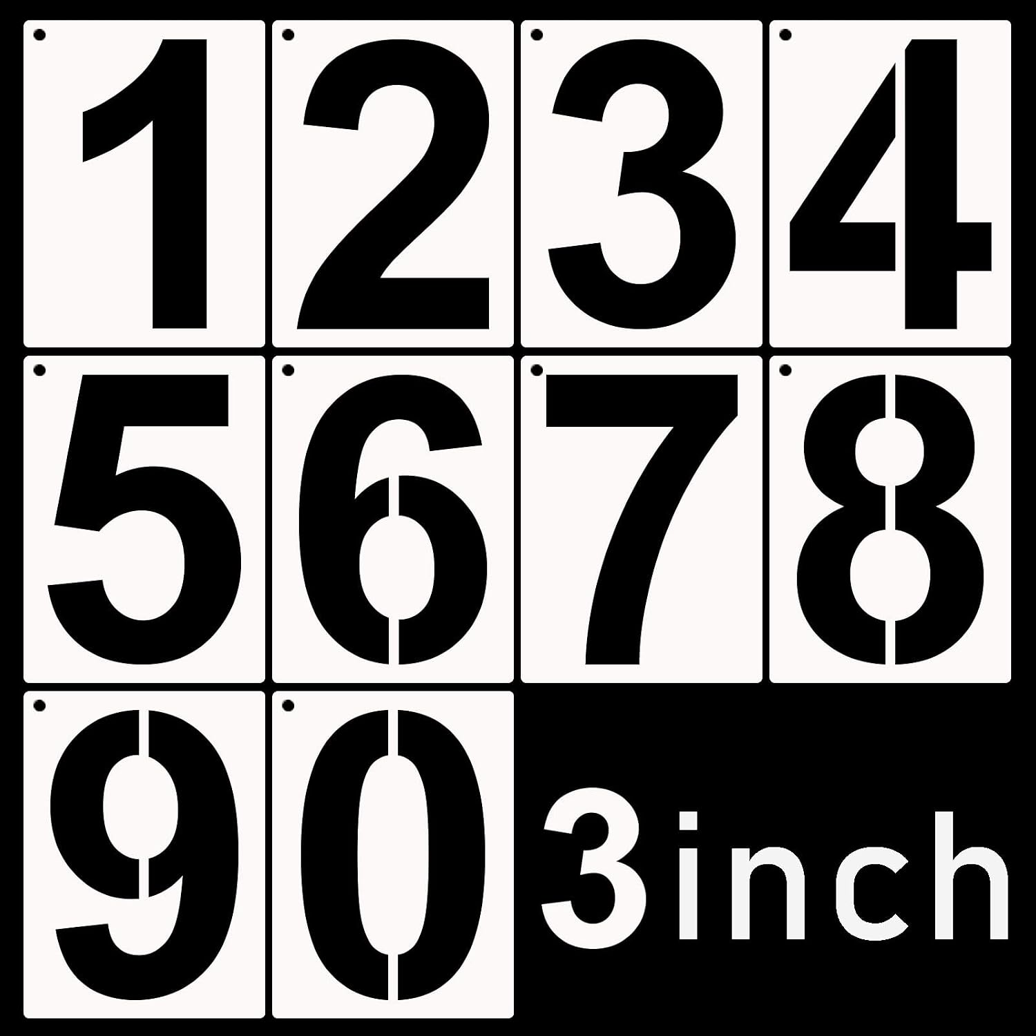 DXCYZ 3 Inch Tall Number Stencils Kit 0-9 Address Number Stencil, 10PCS Reusable Plastic Painting Number Templates