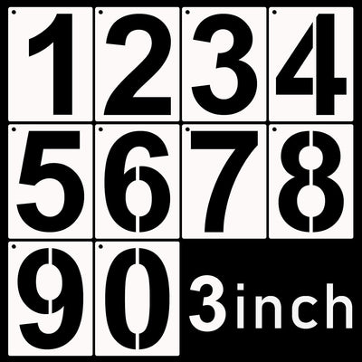 DXCYZ 3 Inch Tall Number Stencils Kit 0-9 Address Number Stencil, 10PCS Reusable Plastic Painting Number Templates