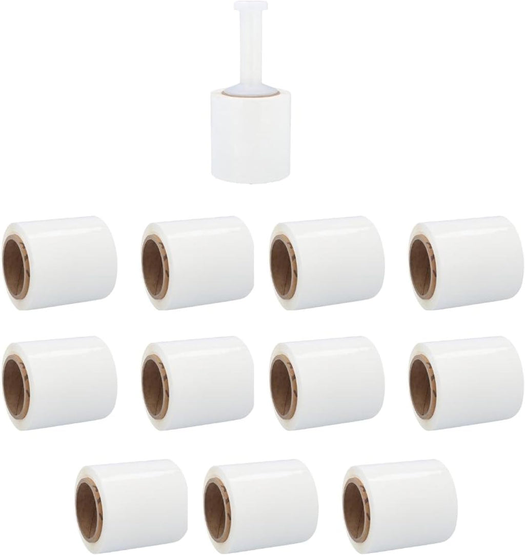 PSBM Dark White Mini Stretch Wrap with Plastic Handle 5" x 1000' 12 Rolls