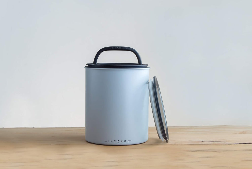 by Planetary Design | 2.2 lbs Coffee Storage | Matte Gray | Plunger Lid Removes Excess Oxygen - Don't Buy airtight