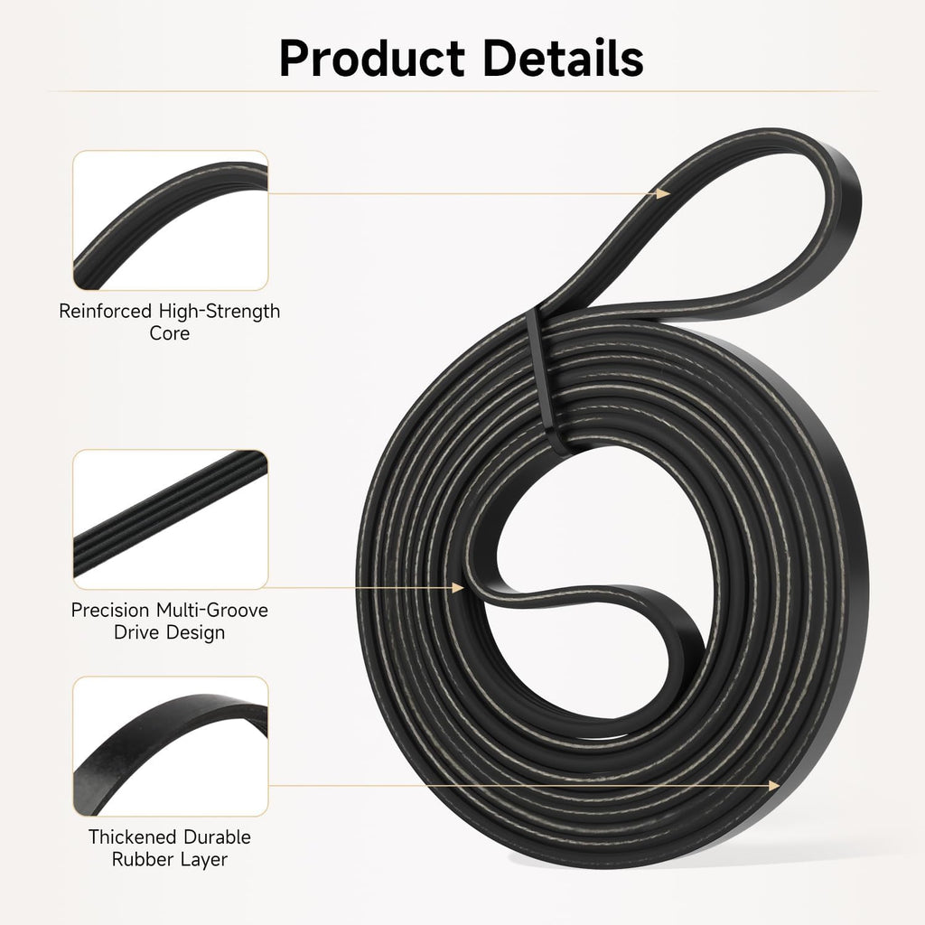 Dryer Drum Belt Dryer Drive Belt Replacement Compatible with Whirlpool WED5010LW1 WED4815EW1 WED4815EW0 WED5000DW2 WED5000DW1 LER4634JQ1 WED4800BQ1 LER5620KQ1 WED4950HW0 WGD4815EW1 WED49STBW1