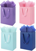4 Pack Medium Gift Bags with Handles and 8 Tissue Papers