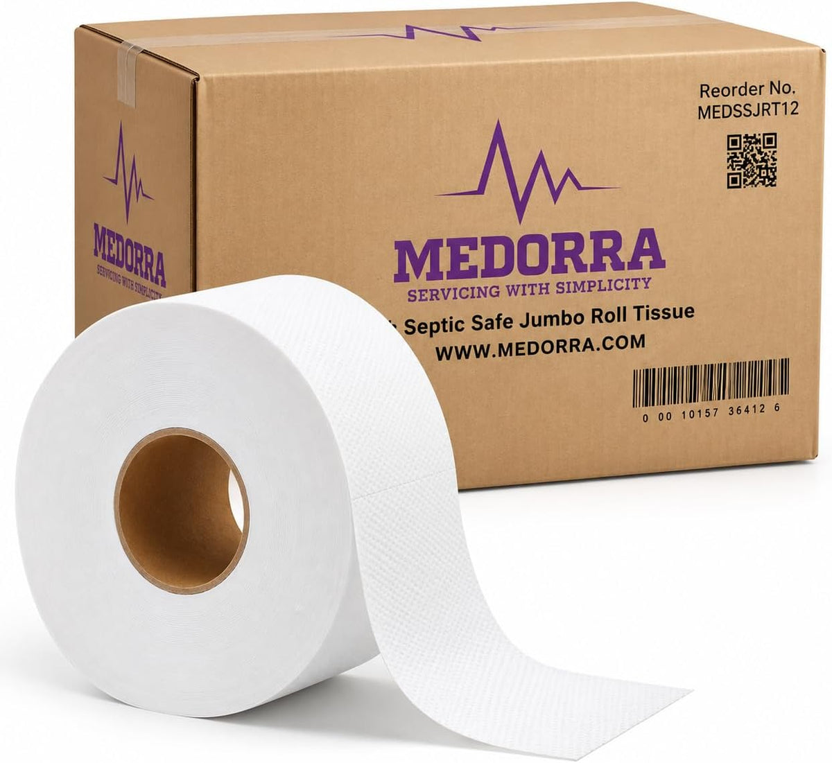 Jumbo Roll Toilet Paper, 2-Ply Commercial JRT Bath Tissue, 9 Inch, 650 Feet per Roll, Septic Safe, White, 12 Rolls/Case