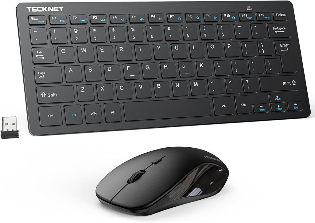 Wireless Keyboard and Mouse Combo, 2.4G Mini Cordless Computer Keyboard and Mouse Set, Silent Adjustable 1600 DPI