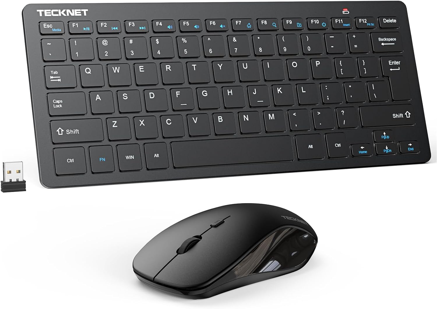 Wireless Keyboard and Mouse Combo, 2.4G Mini Cordless Computer Keyboard and Mouse Set, Silent Adjustable 1600 DPI