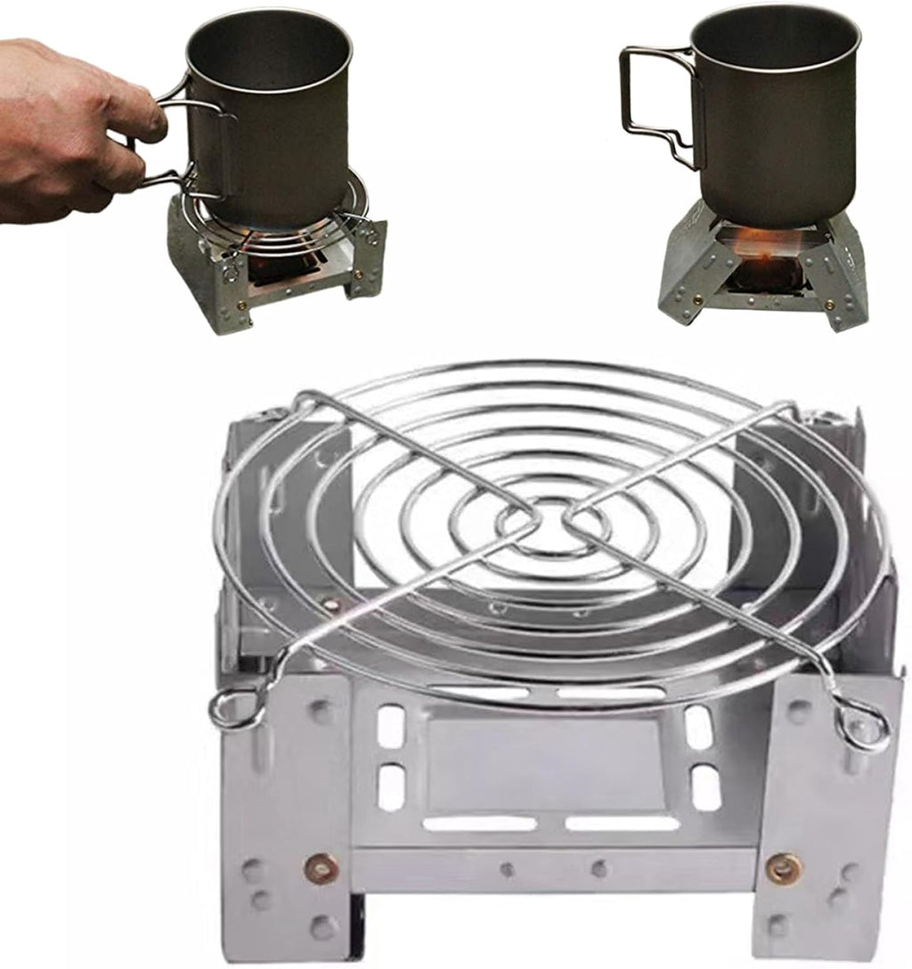 Emergency Stove 3.8x3x0.8'' Thickened Foldable Camping Stove with Copper Rivets Portable Camp Stove with Adjustable