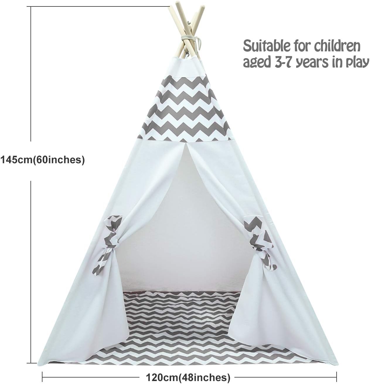 Boys Teepee Tent for Kids Teepee Baby Teepees for Boys Girls Baby Kids Tent Indoor Tepee Grey Chevron Tepees Toddler