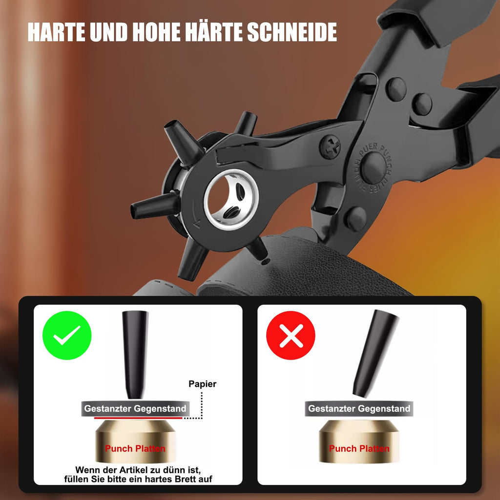 Leather Hole Punch for Belt, Diyife Revolving Punch Plier Kit, 6 Hole Sizes