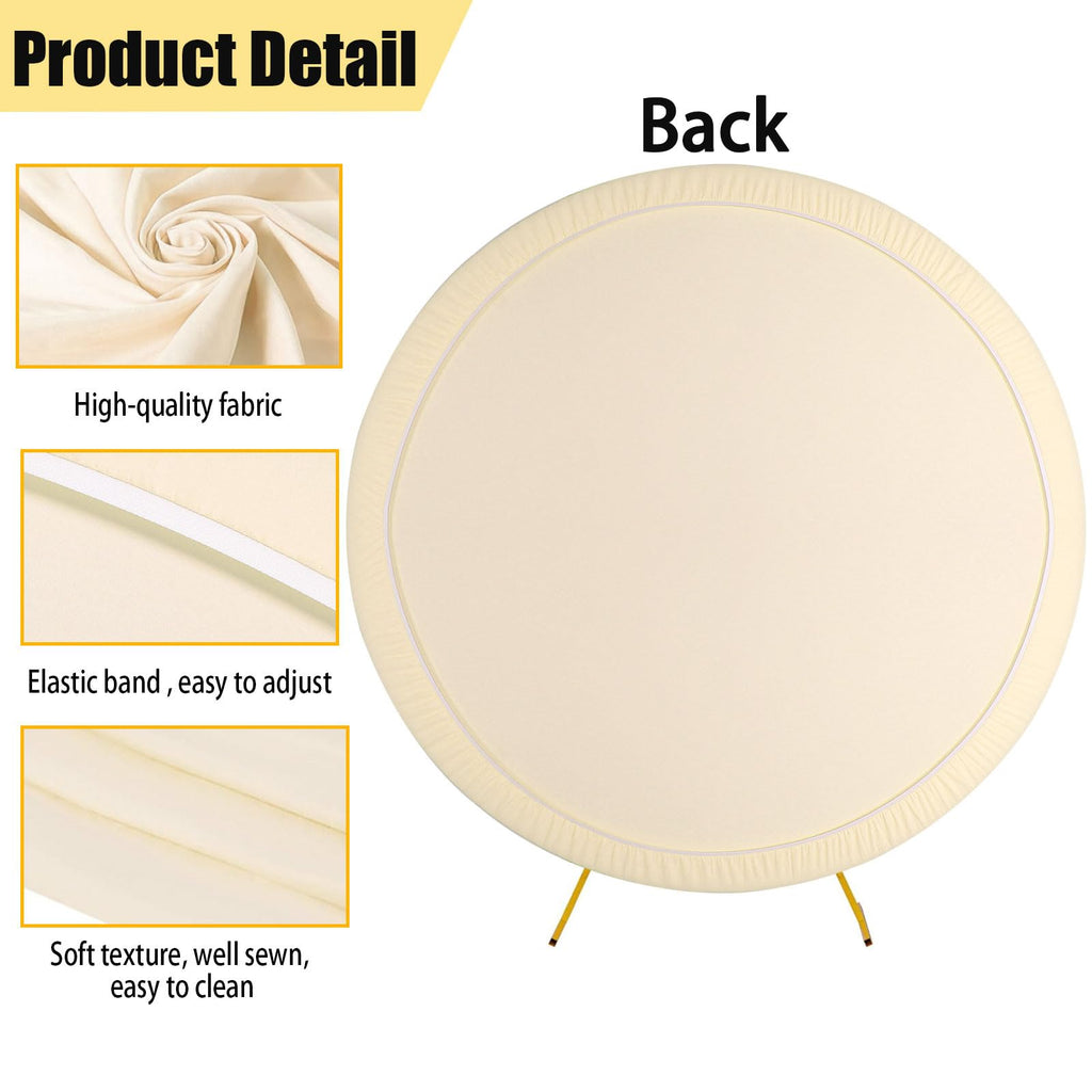 6.5FT Beige Round Backdrop Cover, Circle Arch Backgound Stand Cover