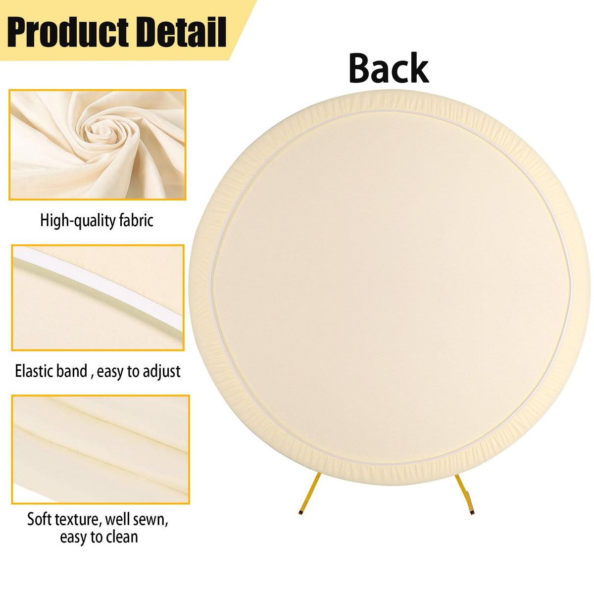 6.5FT Beige Round Backdrop Cover, Circle Arch Backgound Stand Cover