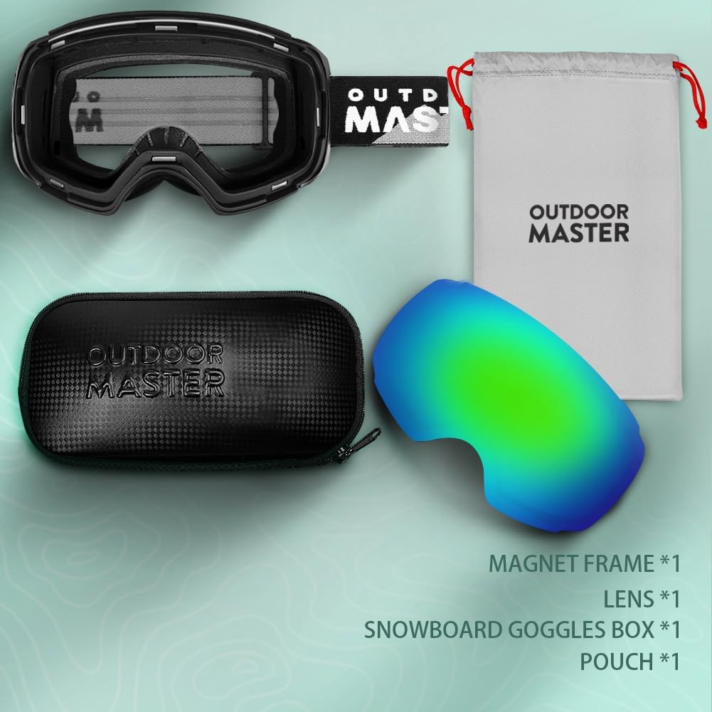 Ski Goggles PRO, OTG Snow Goggles with Interchangeable Lens | Frameless Quick-change Magnetic Ski Goggles for Men &