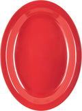 Kingline Oval Platter, Heavy Duty Melamine Dish for Serving, 12" x 9", 1 Count, Red