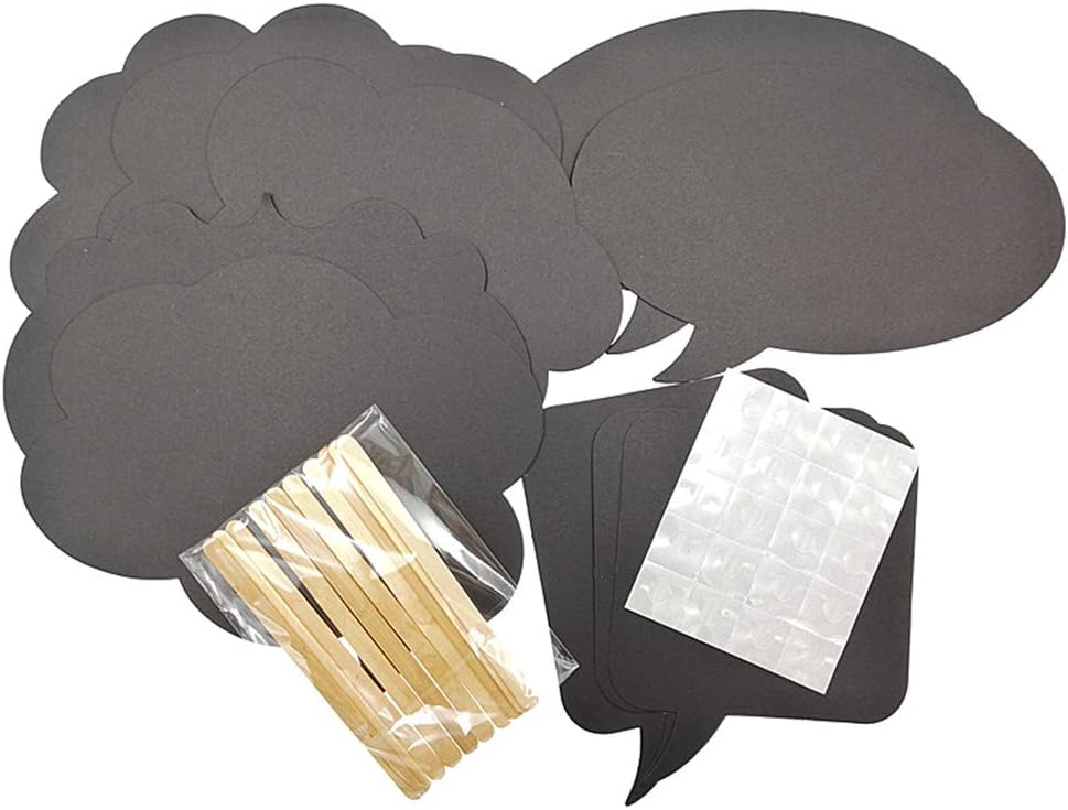 Photo Booth Props Kit,Writable Black Paper Card Board Photographing Props for Wedding Birthday Prom Party Favor(10pcs