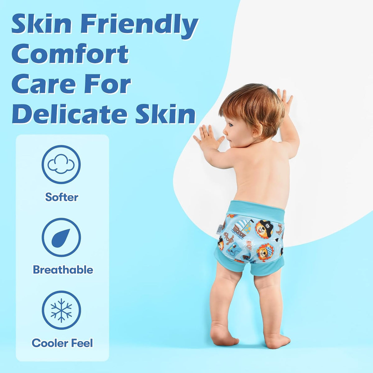3 Pack Reusable Baby Swim Diapers UPF 50+ Washable Boy Beach Diapers