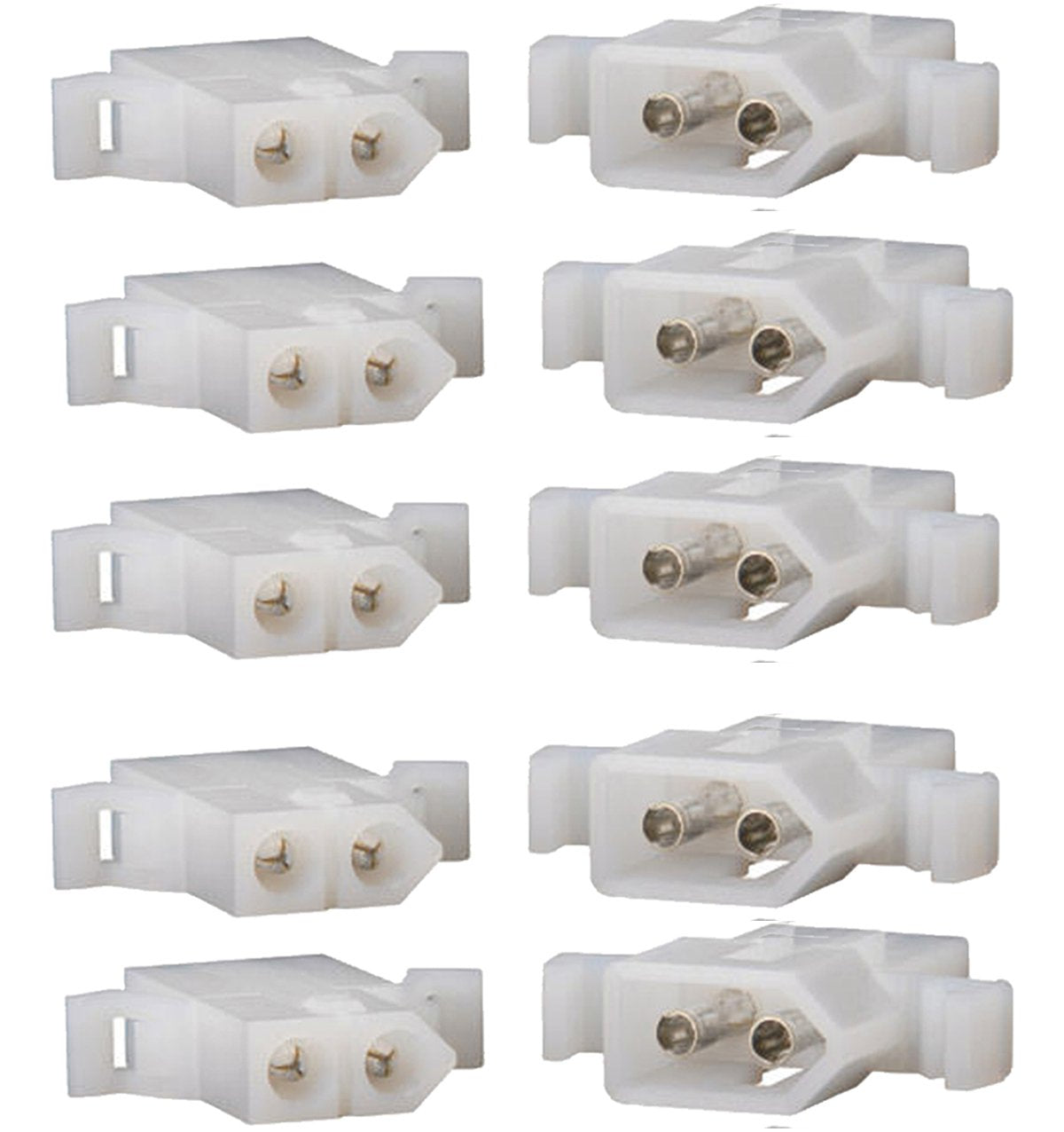 Molex Connector Lot, 5 Matched Sets, (2-Circuits) w/14-20 AWG .093" Pins, Free Hanging