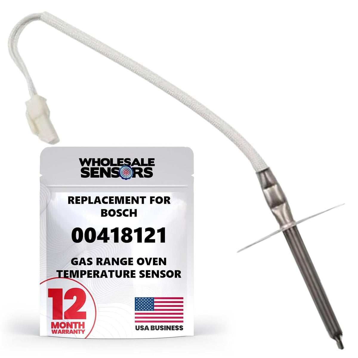 Replacement Bosch 00418121 Gas Range Oven Temperature Sensor 12 Month Warranty & USA Support