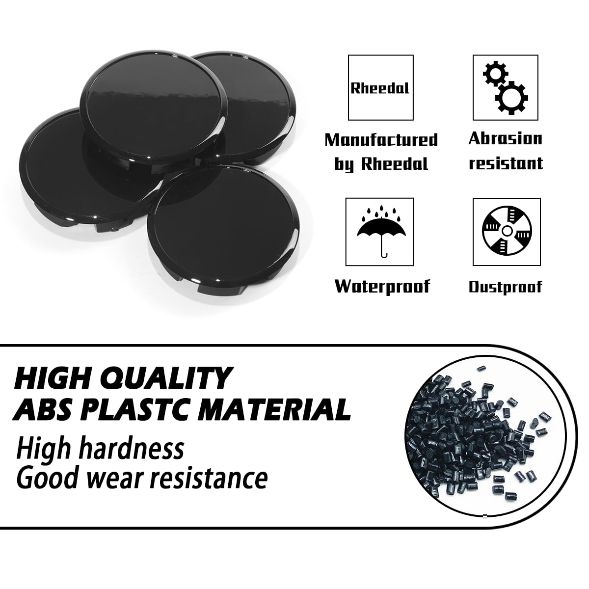 4Pcs 56.5mm(2.22inch) Push Through Center Caps Replacement Plug for EZ Lube Open End Plus Plug Center Caps, (Gloss