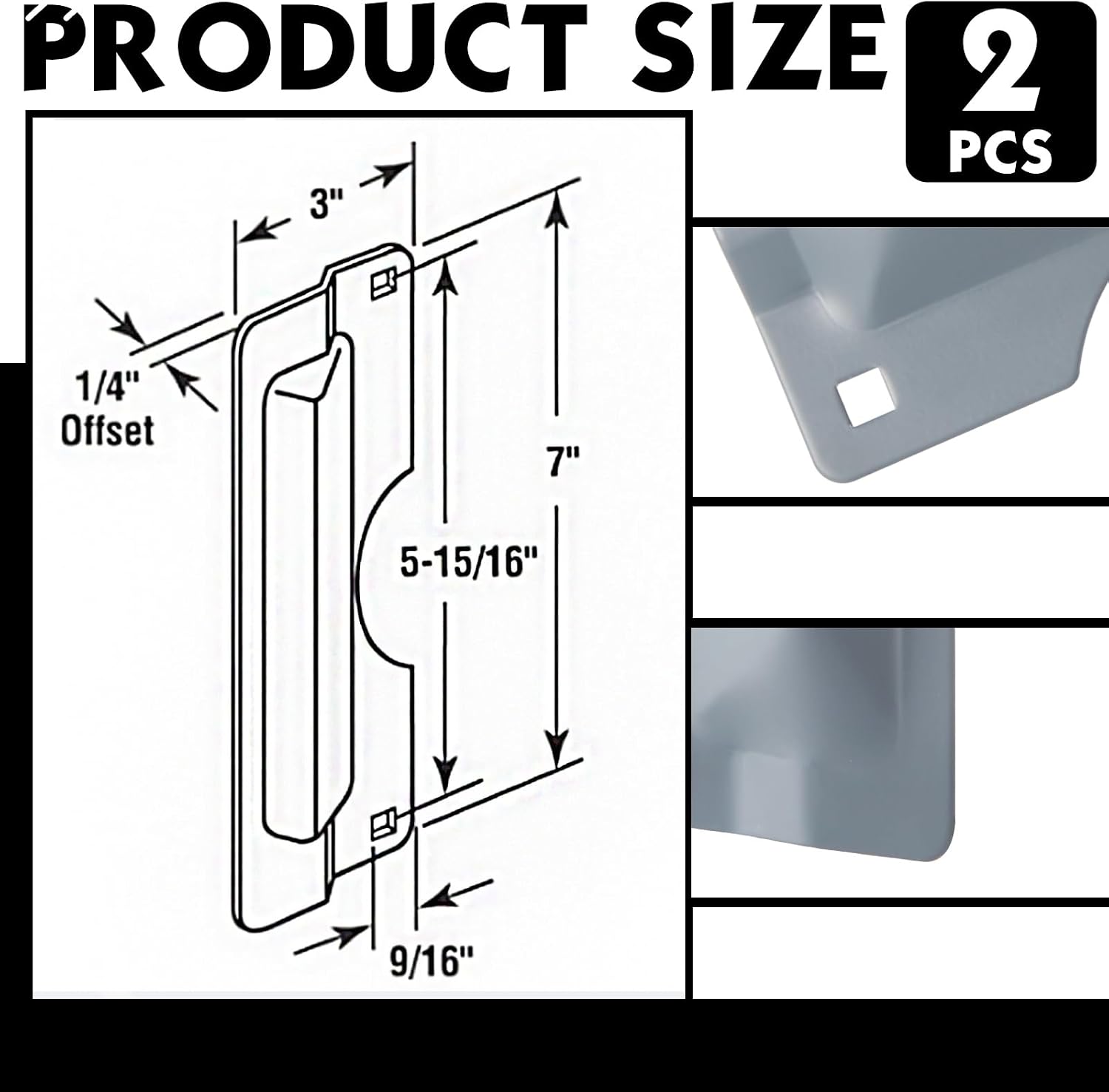 2 Pcs 3 x 7'' Door Latch Guard Plate Cover Electroplated Sand Carbon Steel Latch Guard Security Plate Gray Door