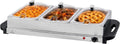 Triple Buffet Server, 7.5Qt Electric Food Warmer with Lids, Silver