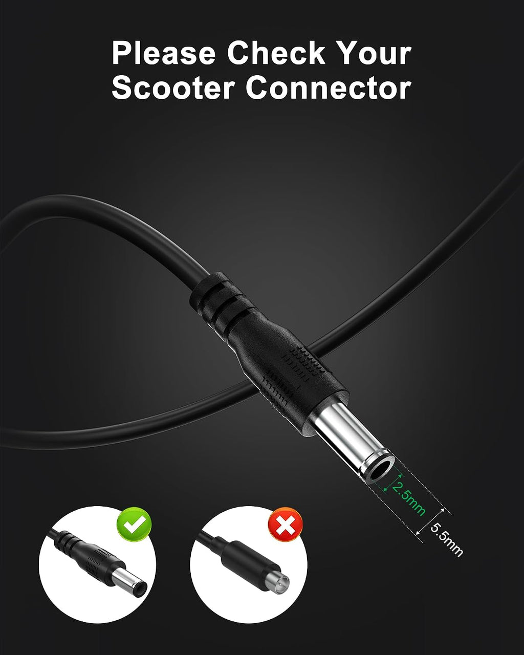 VHBW 42V 2A Electric Scooter Charger for 36V Lithium Battery