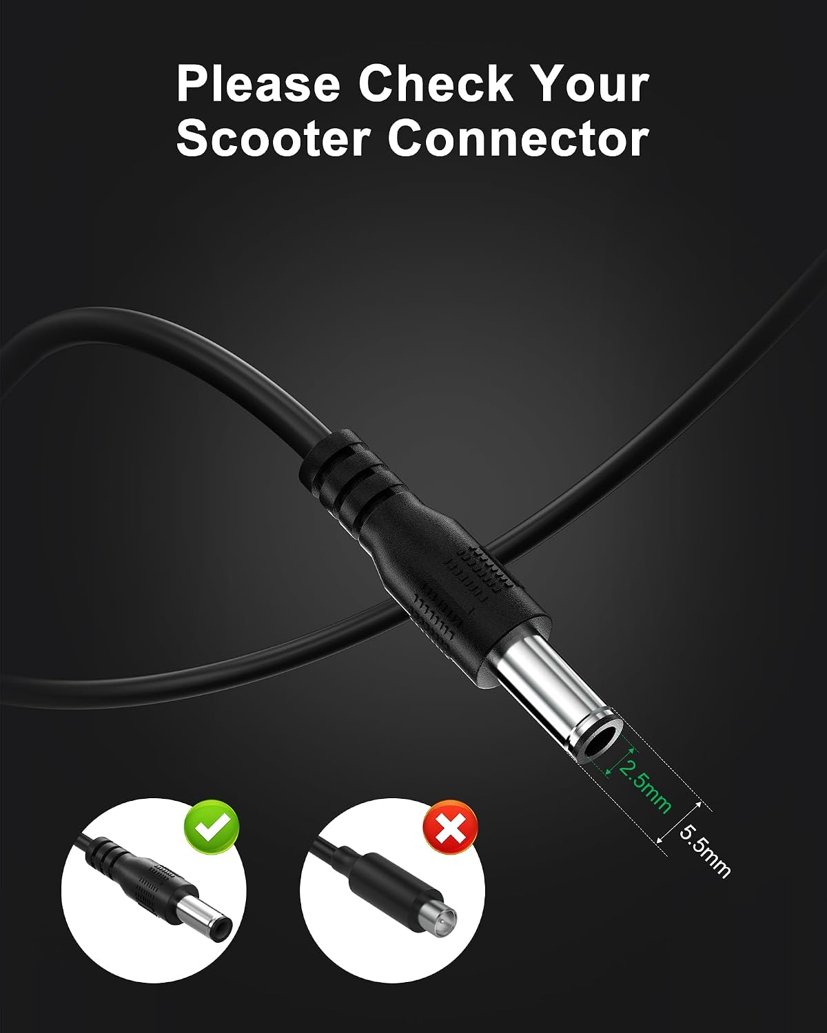 VHBW 42V 2A Electric Scooter Charger for 36V Lithium Battery
