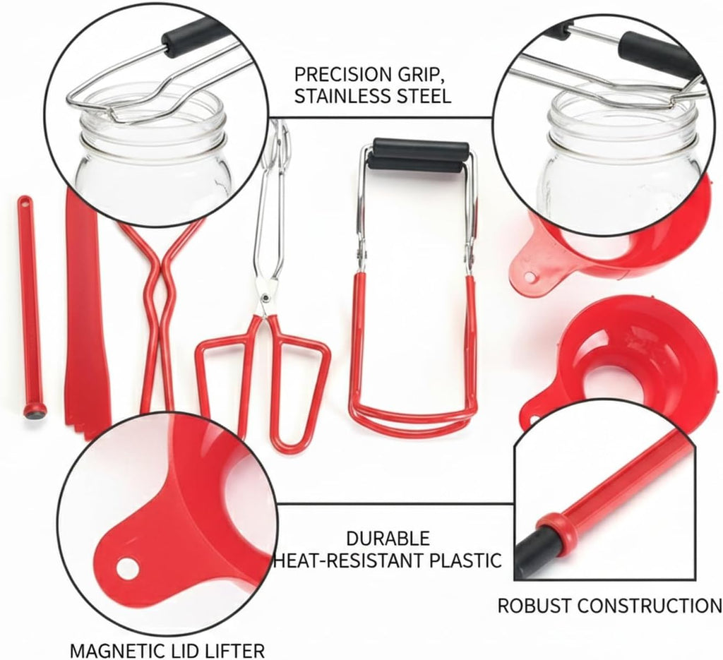 7-Piece Stainless Steel Jar Lifter and Canning Tool Kit for Kitchen Countertops