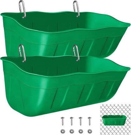 Hanging Chicken Feeders,Duck Feeder Waterer,Small Feed Trough 1.3 Quart 2 Pack,Hanging Fence Feed Trough for