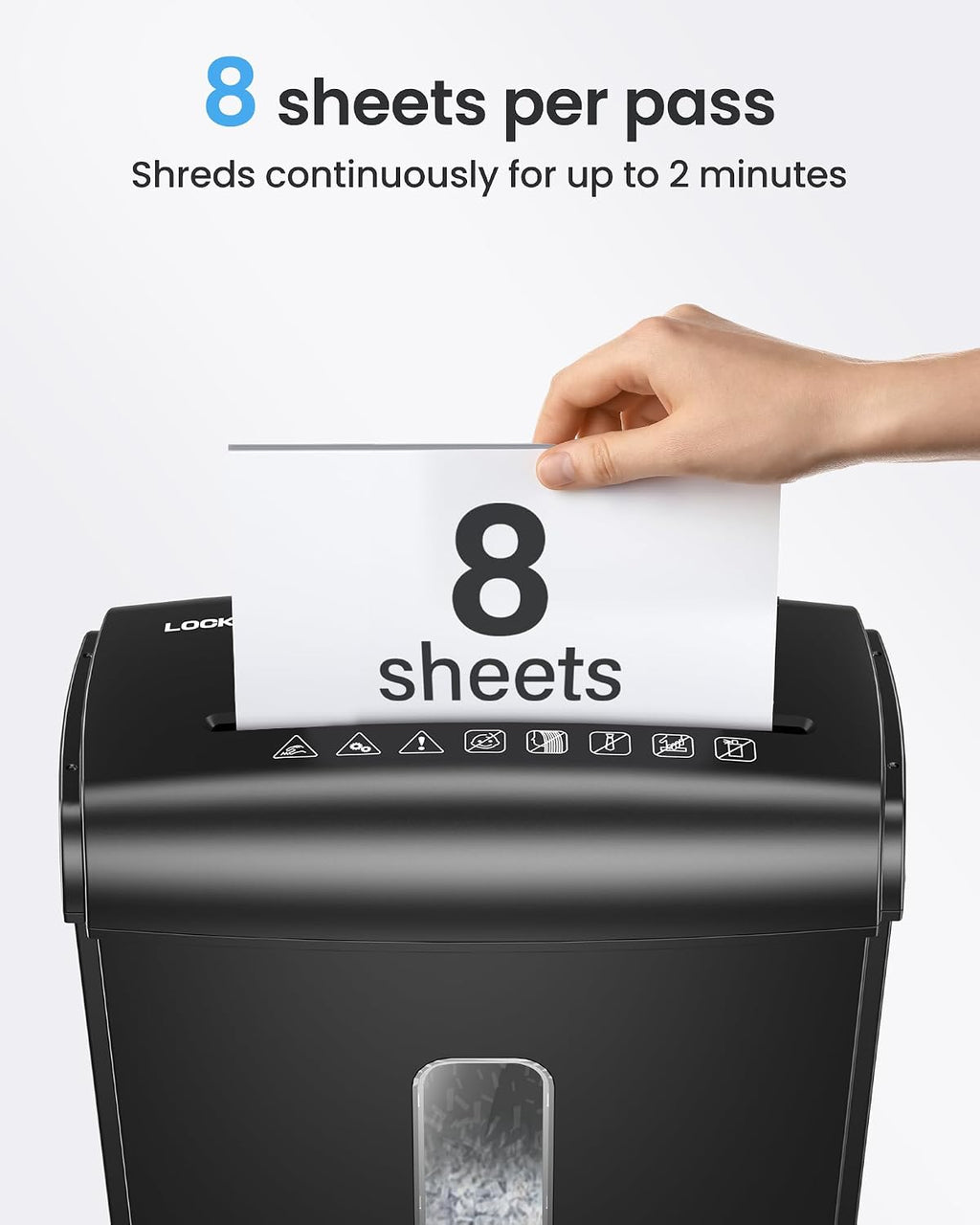 8-Sheet Micro Cut Paper Shredder P-4 High Security for Home Office Use with Handle, Shreds Credit Card/Staple 4