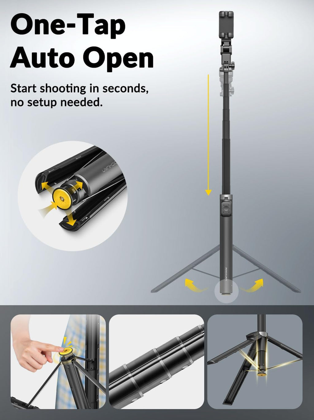 M3Pro 4-in-1 Smartphone Gimbal Stabilizer for iPhone, AI Tracking | Auto-Open Tripod, No App AI Face Tracking, RGB