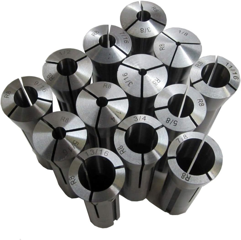 13Pc R8 Precision Round Collet Set 1/8-7/8 x 1/16Ths