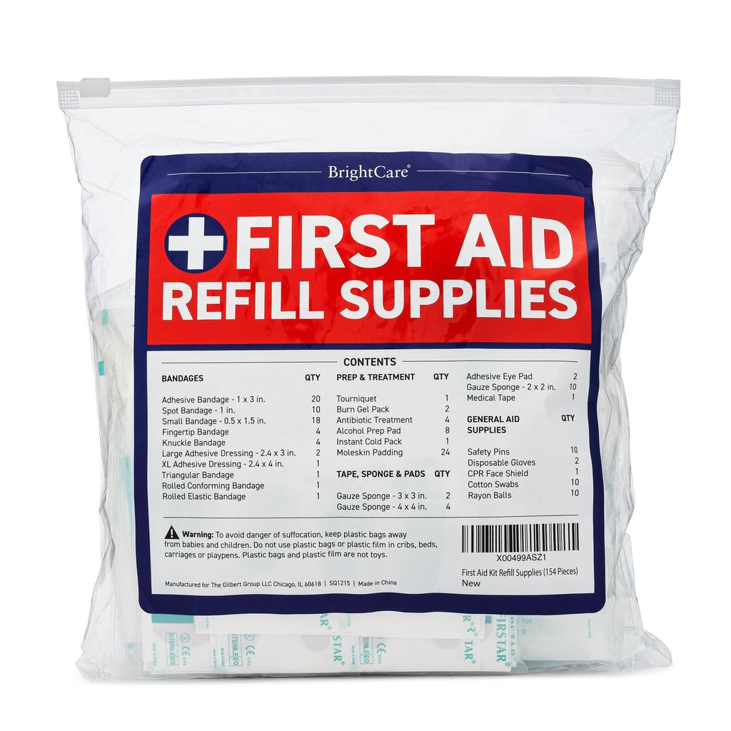 First Aid Kit Refill Supplies - 154 Piece First Aid Restock & Replacement Pack