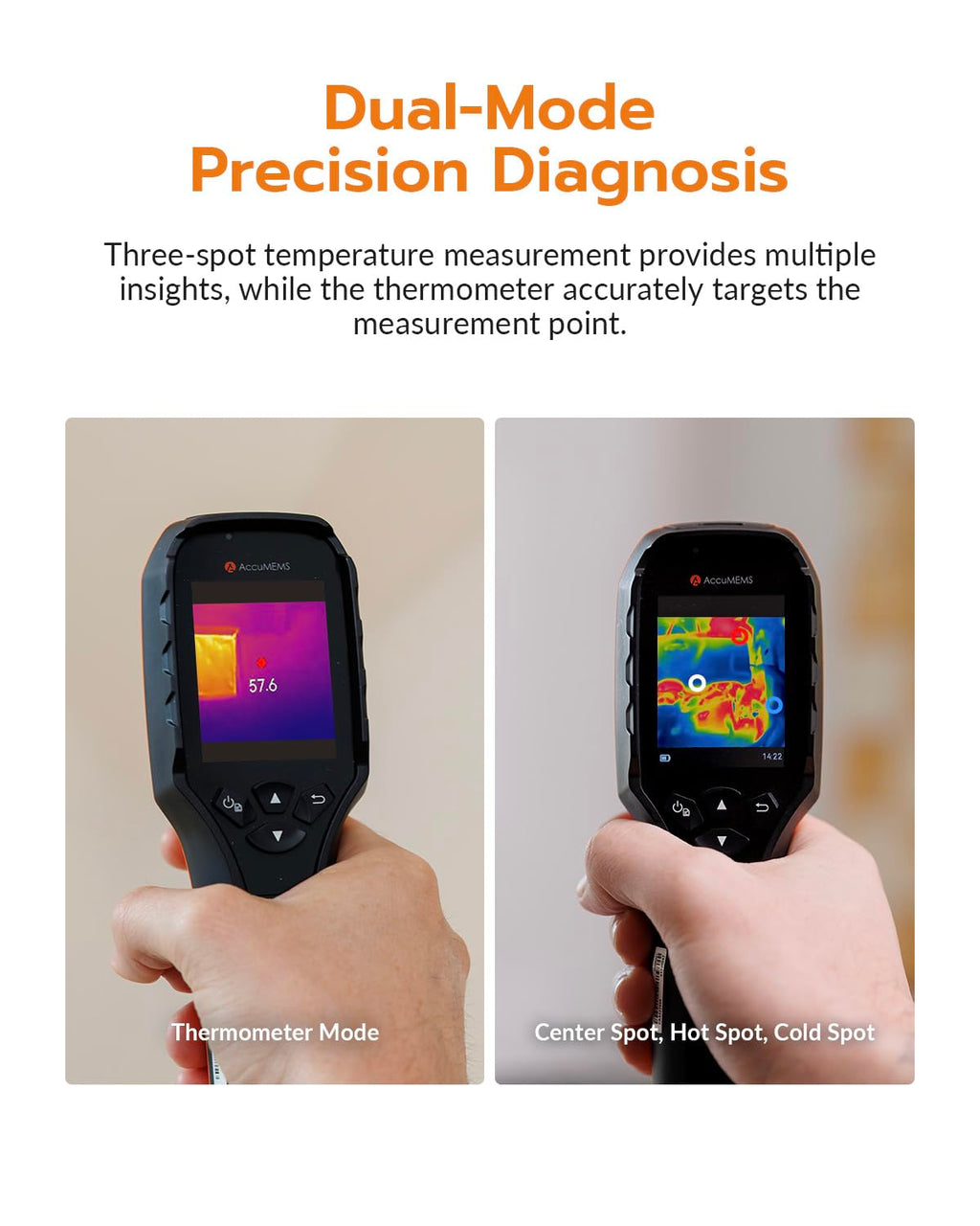 GT16S Thermal Imaging Camera AI Scene Detection, Thermometer Mode