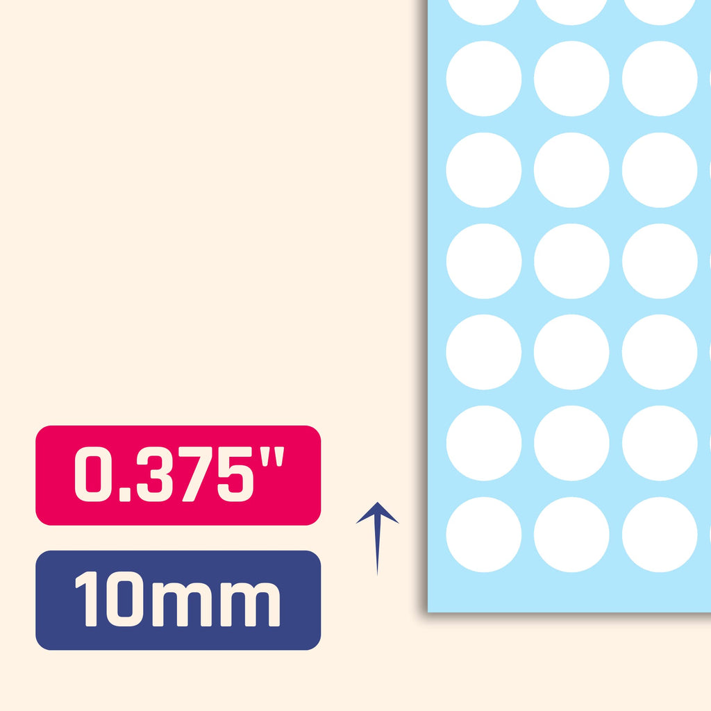 15,000 Pack - 0.375" Round Dot Stickers Labels - White