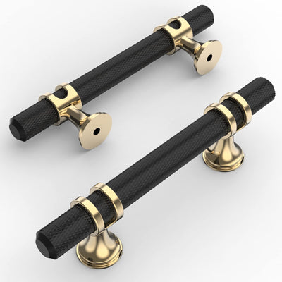 10 Pack Knurled Matte Black Cabinet Pulls 5 Inch Length (3 Inch Hole Center) Kitchen Cabinet Handles for Drawer